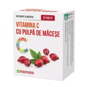Vitamina C cu pulpă de măceșe, 30 tablete, Parapharm